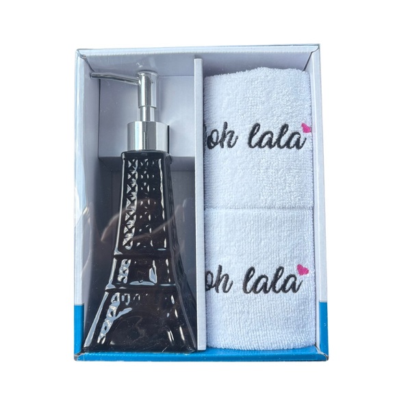 Interiors by Design Other - Black and Silver Bath Accessories Set with Eiffel Tower Design Ooh Lala